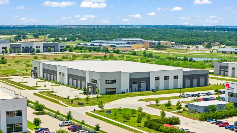 Aerial photograph of a commercial property and surrounding roads