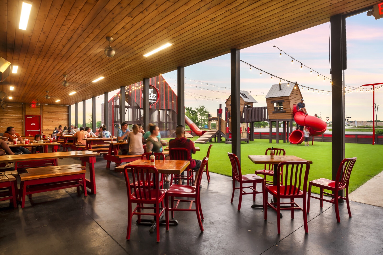 Welcoming restaurant patio with outdoor tables