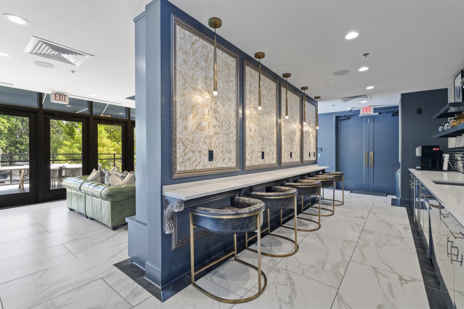 Apartment clubhouse lounge with comfortable seating
