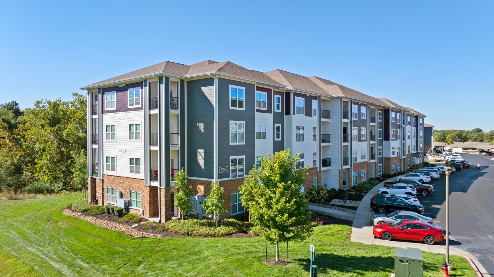 Aerial view of the apartment community at North Summit Street