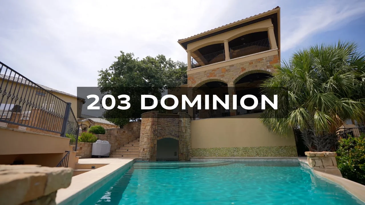 Pool and outdoor spaces at 203 Dominion, from the property film