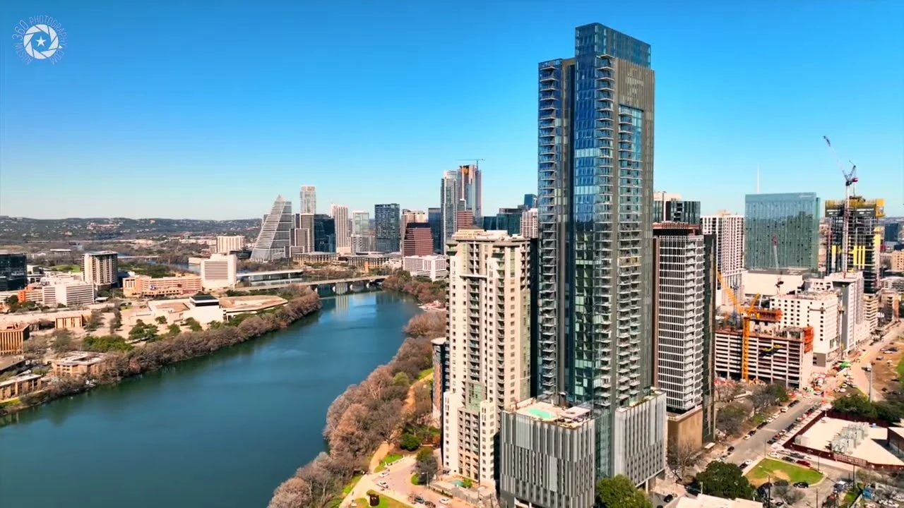 44 East Ave. video thumbnail showing the tower and river