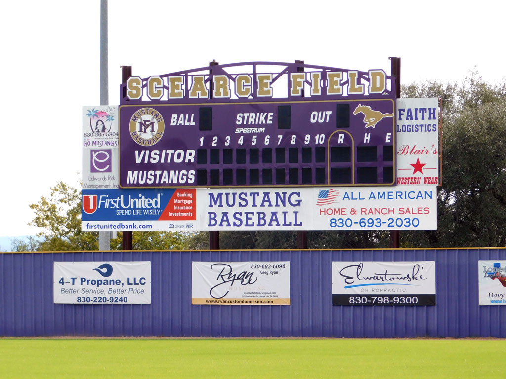 Marble Falls baseball scoreboard