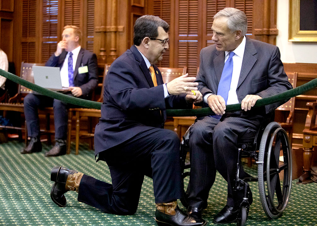 Texas District 24 Sen. Pete Flores with Gov. Greg Abbott