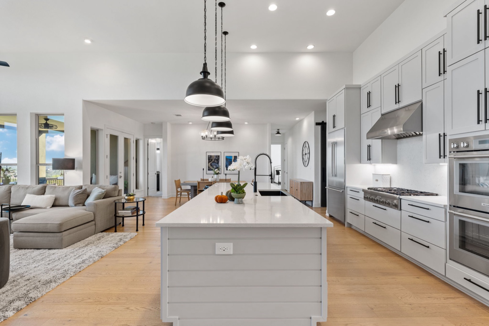 Open kitchen and living space from the sample property